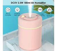 CUOFYUNL D C5V 2.5W 180ml Umidificatore Diffusore Nebulizzatore Lampada da scrivania Luce notturna Doppia modalità di lavoro/Design con spegnimento automatico/Funziona tramite (Rosa)