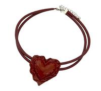 Cuoio DELL'UNITÀ di elaborazione Del Pendente Del Cuore Collana Per Le Donne Regolabile Vintage Girocollo Leggero Catena C, Misura unica, come descritto, come descritto