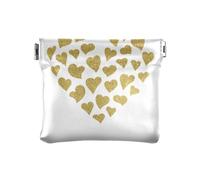 Cuoio DELL'UNITÀ di elaborazione di piccole monete conveniente mini cambiamento portafoglio portamonete tasca per gli uomini donne viaggio, San Valentino Oro Glitter Cuori, 1 size, Moderno/adattabile
