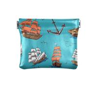 Cuoio DELL'UNITÀ di elaborazione Piccola Moneta Vela Navi Alte Vecchi Yacht di Legno Blu Donna Ragazza Truc, Barche a vela alte navi antiche barche in legno blu, 1 Size, Accessorio da viaggio