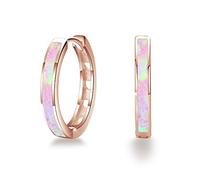 CUOKA MIRACLE Orecchini a cerchio da donna in argento Sterling 925 con opale, con cerniera, ipoallergenici, piccoli orecchini a cerchio per orecchie sensibili, gioielli delicati per tutti i giorni
