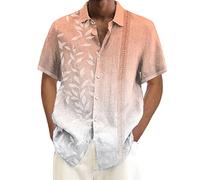 Cuomo Camicia in Lino Cotone Manica Corta Camicia Elegante Leggera No Stiro Camicie Estiva Mare Traspirante Slim Fit Bluse con Bottoni Firmata Hawaiana Regular Fit Camicie da Lavoro Estate Moda