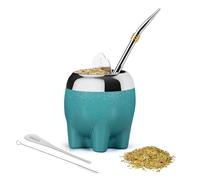 Cuopru Regali per le donne Her Cute Elephant Shape Glitter Star Yerba Mate Cup con bombilla in acciaio inox (paglia), set filtro da tè, 153,1 g (verde scuro)