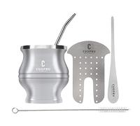 Cuopru Set di tazze e bombilla Yerba Mate - Il set Yerba Mate include una moderna Mate Cup, un set Yerba Mate Shaper, Bombilla Mate (cannucce) e una spazzola per la pulizia (colore acciaio inox)