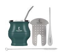 Cuopru Set di tazze e bombilla Yerba Mate - Il set Yerba Mate include una moderna Mate Cup, un set Yerba Mate Shaper, Bombilla Mate (cannucce) e una spazzola per la pulizia (verde militare)