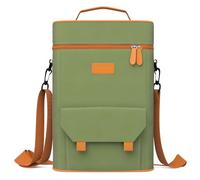 Cuopru Yerba Mate Kit Carrier Tote Bag - Doppio strato impermeabile 2 tasche bottiglia di vino borsa portatile per viaggi, picnic, spiaggia, Verde, Da viaggio