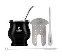 Cuopru Yerba Mate Set - Il set Yerba Mate include una tazza moderna e un shaper, una bombilla e una spazzola per la pulizia (nero)
