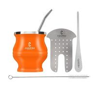 Cuopru Yerba Mate - Set tazza e cannuccia, moderno Mate Cup, Shaper, cannucce Bombilla, spazzola per la pulizia (arancione)