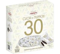 Cuor di Numeri 30 Confetti a Forma di Cuore di Cioccolato Extrafondente, Confetti Bianchi, Compleanno 30 Anni, Bomboniere, Confettata e Party per crispo 250g