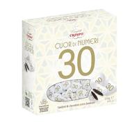 Cuor di Numeri 30 Confetti di Cioccolato Extrafondente a Forma di Cuore, Confetti Bianchi Anniversario, Compleanno 30 Anni, Bomboniere, Confettata e Party per crispo 250g