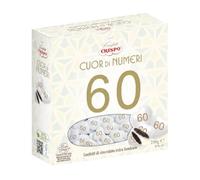 Cuor di Numeri 60 Confetti di Cioccolato Extrafondente - Confetti Bianchi a Forma di Cuore per Compleanno 60 Anni, Anniversario, Bomboniere e Confettata per crispo 250g
