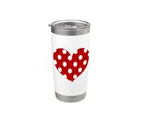 Cuore a pois rosso ciliegia Bicchiere termico in acciaio inox doppia parete