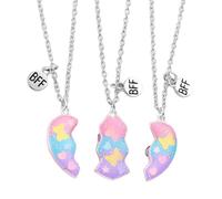cuore a sospensione magnetica - fascino 'amicizia della migliore amica, collana di puzzle | Ensemble di token love argento in argento sterling, accessorio a coppia a catena regolabile, gioi