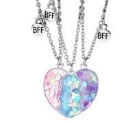 cuore a sospensione magnetica - fascino 'amicizia della migliore amica, collana di puzzle | Ensemble di token love argento in argento sterling, accessorio a coppia a catena regolabile, gioi