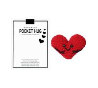 Cuore All'Uncinetto, 7,5x5,5cm Carino Tasca Abbraccio Cuore con Biglietto d'Auguri Abbraccio Tascabile All'Uncinetto Supporto Emotivo Cuore Decorazione Regalo per Amici Famiglia (Rosso)