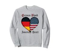 Cuore Americano del Sangue Tedesco: eredità dei Tedeschi per Gli Uomini Felpa, Unisex per Adulti, Grigio Melange, XXL
