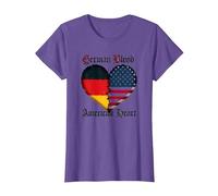 Cuore Americano del Sangue Tedesco: eredità dei Tedeschi per Gli Uomini Maglietta, Donna, Viola mélange, 3XL