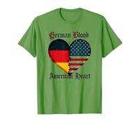 Cuore Americano del Sangue Tedesco: eredità dei Tedeschi per Gli Uomini Maglietta, Uomo, Erba, 3XL