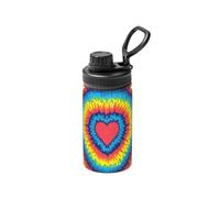 Cuore Amore Arcobaleno Tie-Dye,Bottiglia d'acqua da 12 once, tazza da caffè in acciaio inossidabile, thermos sottovuoto, borraccia