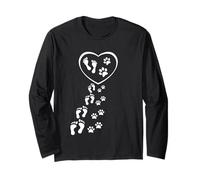 Cuore Amore Cani Gatti Zampe Impronta Accanto al Padrone Maglia a Manica