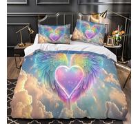 Cuore-amore-coppia Set Di Copripiumino 3 Pezzi stampa 3D cerniera nascosta decorazione per camera da letto arte in stile scritto a mano copripiumino for coppie e adulti Super king（260x220cm）