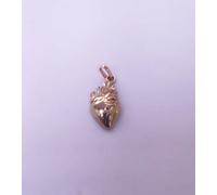 CUORE ANATOMICO SCULTURA CIONDOLO PENDENTE CHARM ORO GIALLO 750 COLLANA