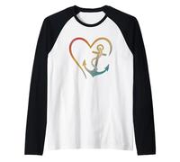 Cuore ancora nautico simbolo amore design Maglia con Maniche Raglan