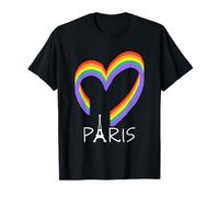 Cuore arcobaleno colorato e Eiffel Parigi Francia Souvenir Maglietta