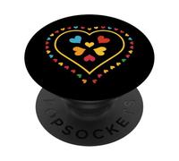 Cuore arcobaleno delineato con cuori colorati Love design PopSockets PopGrip Adesivo