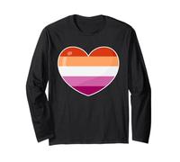 Cuore Bandiera Dell'Orgoglio Lesbica retrò Vintage Maglia a Manica