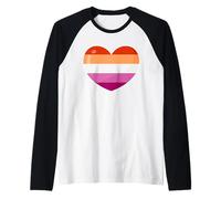 Cuore Bandiera Dell'Orgoglio Lesbica retrò Vintage Maglia con Maniche Raglan