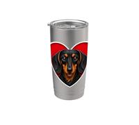 Cuore bassotto nero e marrone chiaro Bicchiere termico in acciaio inox doppia parete