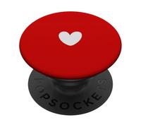 Cuore bianco rosso disegnato a mano minimalista bianco rosso cuore PopSockets PopGrip Adesivo