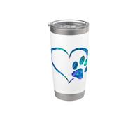 Cuore blu foglia di tè viola con impronta di cane per gli amanti dei cani Bicchiere termico in acciaio inox doppia parete