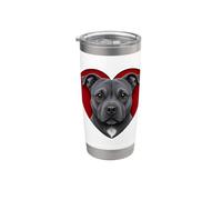 Cuore blu Staffordshire Bull Terrier Bicchiere termico in acciaio inox doppia parete