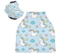 Cuore Blu Unicorno Felice Auto per Bambini Passeggino Tettoia Copri Seggiolino Copertura Infermieristica per L'Allattamento Al Seno All-In-1 Morbido Traspirante Elastica Tettuccio