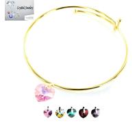 Cuore Bracciale Rigido Giallo Oro Bianco Per Tutti Cz Ciondolo Multicolore US IN