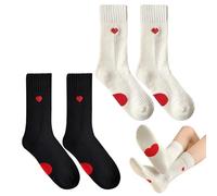 Cuore Calzini Donna, 2 Coppie Calzini di Cotone Traspiranti Calzinis Running Donna Carinis per le Donne con Ricamo Modello di Cuore D'amore Autunno Inverno Calzini Comodi per Casual Taglia 37-42