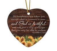 Cuore Ceramica Ornamenti di Natale 1 Corinzi 10:13 No Temptation Has Taken You Except What Is Common to Man And God is Faithful And Ornaments for Christmas Tree Xmas Keepsake Memorial Capodanno