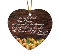 Cuore Ceramica Ornamenti di Natale Esodo 14:13 14 Do Not Be Afraid Stand Firm And You Will See The Deliverance The Lord Will Bring Yo Ornamenti per Albero di Natale Ricordo di Natale Memoriale