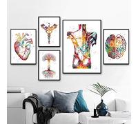 Cuore Cervello Umano Anatomia Poster Stampe Organo Anatomia Medicina Parete Arte Acquerello Arte Tela Quadri Clinica Medico Ufficio Decorazioni Quadro Senza Cornice