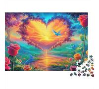 Cuore Cielo 1000 Pezzi Puzzle Per Adolescenti in Cartone Robusto Relax Mentale Gioco Educativo Sunset Lake Artee Regalo Domestico Per Giovani Collezionisti 38x26cm/1000pcs