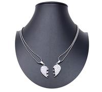 Cuore Ciondolo Spezzato Argento 2 x Collana Acciaio Uomo Donna Amici A/01