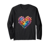 Cuore colorato con impronta di zampa di cane - Cuore colorato con stampa di zampa Maglia a Manica