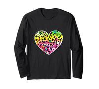 Cuore colorato con Stampa Leopardata Maglia a Manica