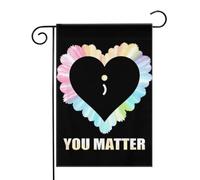 Cuore colorato Punto e virgola Tu sei importante Bandiere da Giardino 12,5x18 Pollici - Banner dai Colori Vivaci per Decorazioni Esterne di Giardini e Case - Idee Regalo