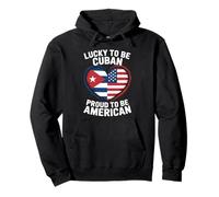 Cuore con Bandiera Americana Lucky to Be Cuban Proud Felpa con Cappuccio