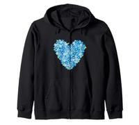 Cuore con Fiore nontiscordardime - Simbolo d'Amore Floreale Blu Felpa con Cappuccio