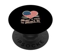 Cuore con la bandiera degli Stati Uniti con un vero detto PopSockets PopGrip Adesivo