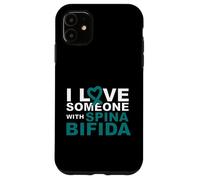 Cuore con nastro verde acqua I love Someone with Spina Bifida Custodia per iPhone 11